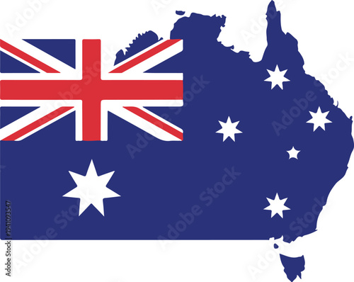 Australia map with national flag pattern vector symbol