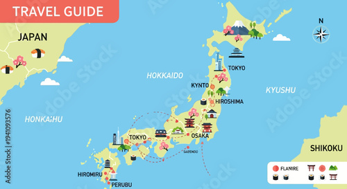 Japan Travel Guide Map: Iconic Landmarks and Cities, Culture, and Tourism