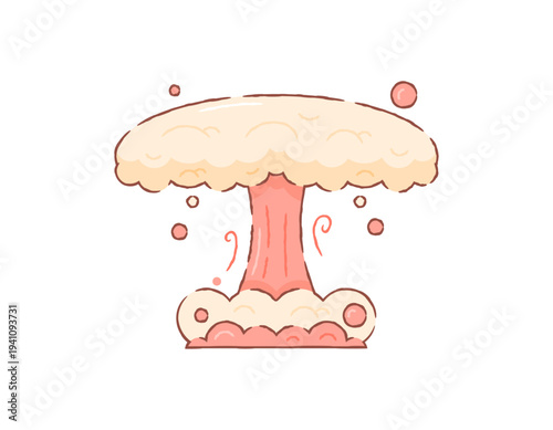Illustration of a nuclear explosion in the form of a mushroom cloud. A large explosion, detonation effect, or destruction. Attacks, disasters, and accidents. Flat style illustration
