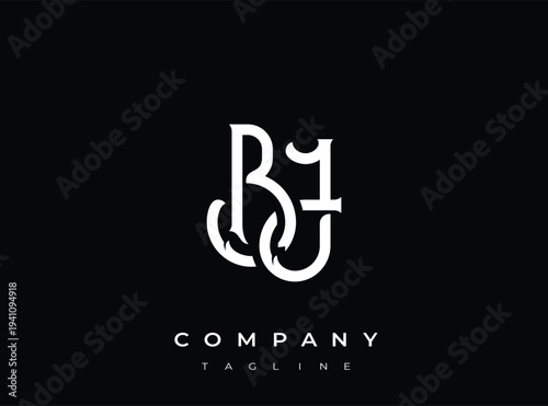 Stylized white bj logo on solid background for company branding
