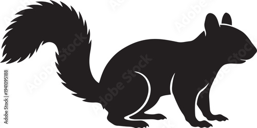 Black silhouette of a squirrel on a transparent background animal rodent wildlife
