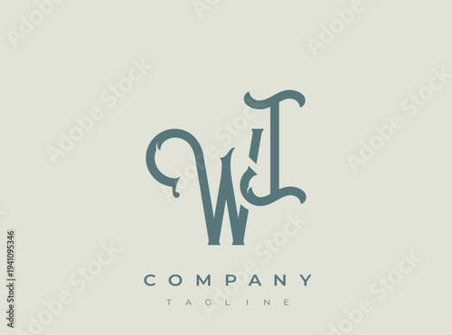 Vintage stylized letter w and l logo design for company branding