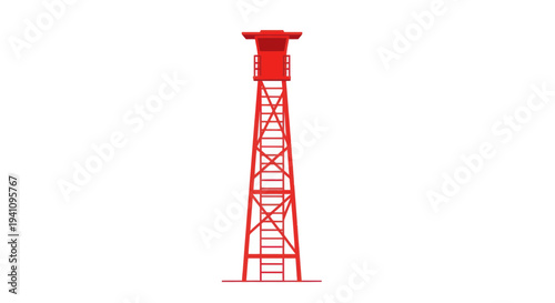 Red Lifeguard Tower on White Background
