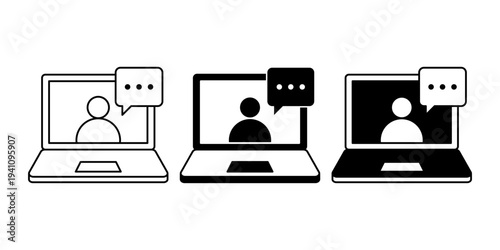 Webinar Session Online Communication Business Presentation Black Line And Solid Icon Set