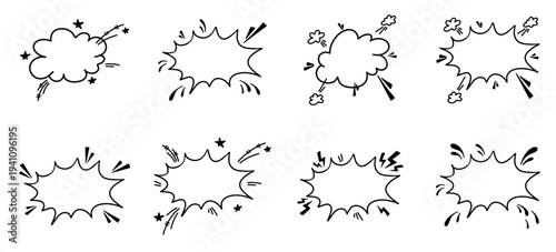 Handdrawn comic blast bubble with bold outline, perfect for action text, stickers, banners and fun cartoon designs