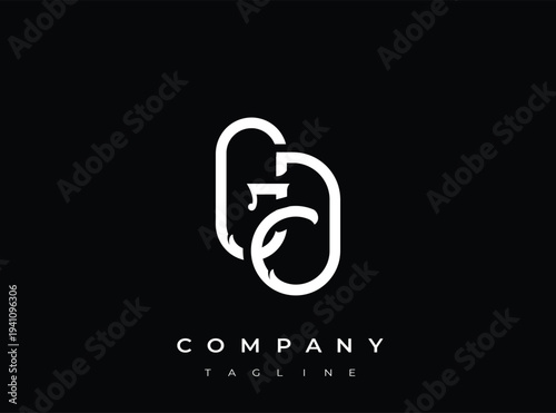 White logo template with company text and tagline on solid background