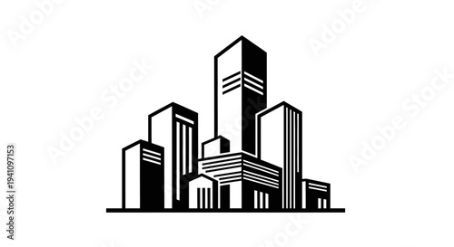 Fotografie City skyline with tall buildings.