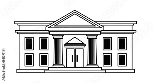 Canvastavla Classic Building with Columns and Pediment.