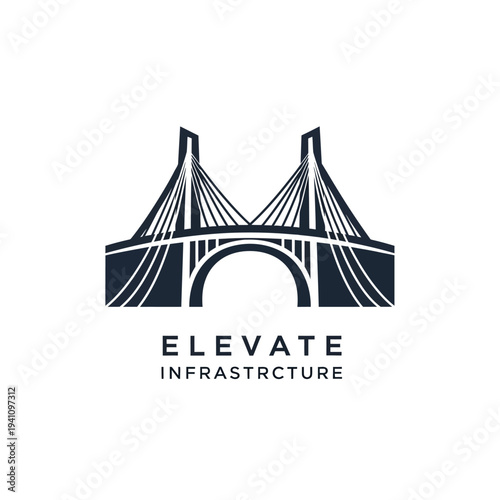 Elegant Suspension Bridge Logo for Infrastructure Company on Isolated White Background
