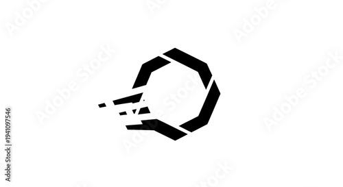 Geometric shape with motion lines.