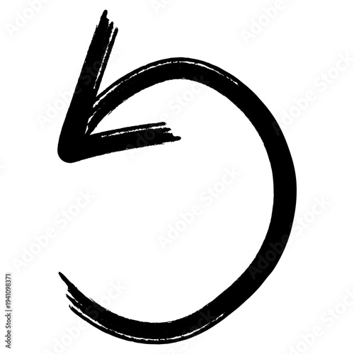 Black Hand Painted Arrow Pointing Left on White Background