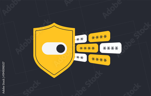 Data masking technology protecting sensitive information in databases through anonymization and secure data transformation for privacy compliance. Cybersecurity protection flat vector illustration