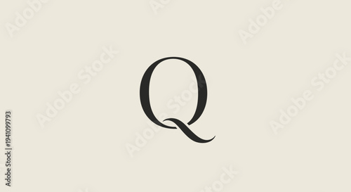 Large letter Q in black.