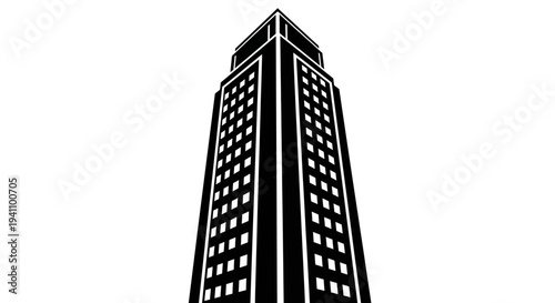 Tall office building with many windows.