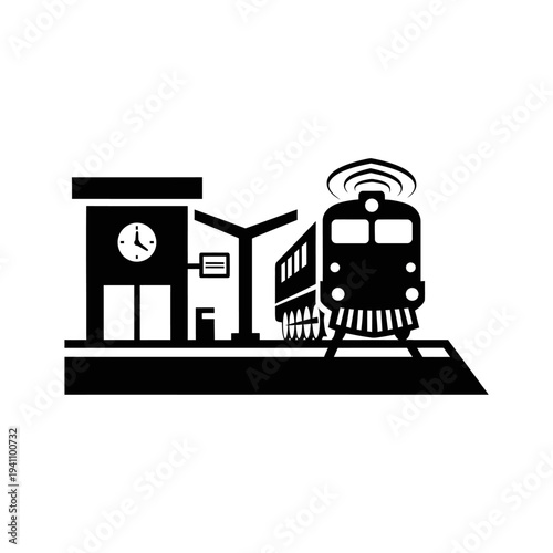 Train on Railway Station Platform.