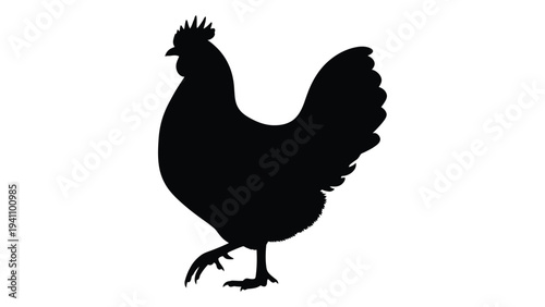 A black silhouette of a chicken standing on one leg