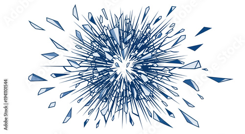 Shattered Glass Explosion on White Background