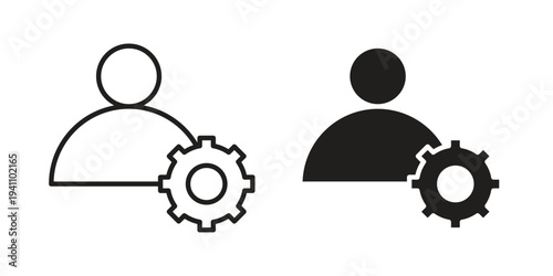Account settings icon, line pictogram on white.