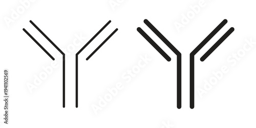 Antibody icon, line pictogram on white.