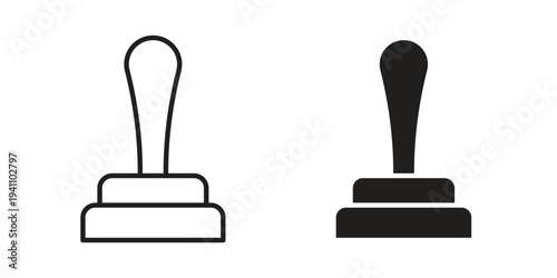 Approval stamp icon, line pictogram on white.