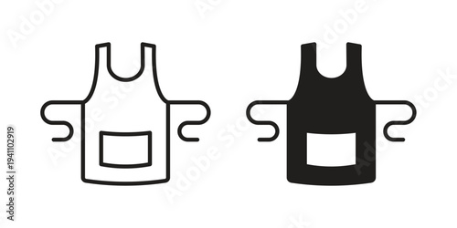Apron icon, line pictogram on white.