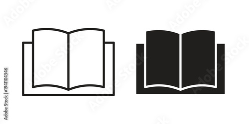 Book icon, line pictogram on white.
