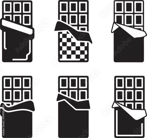 set of chocolate bar icon vector illustration isolated on white background