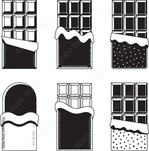 set of chocolate bar icon vector illustration isolated on white background