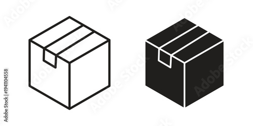 Box icon, line pictogram on white.