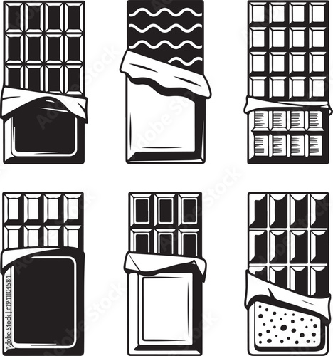 set of chocolate bar icon vector illustration isolated on white background