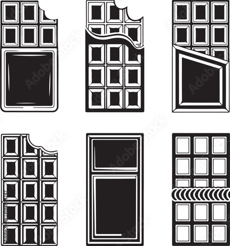 set of chocolate bar icon vector illustration isolated on white background