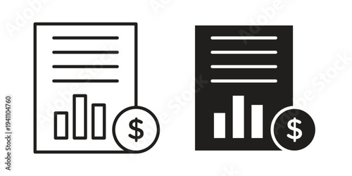 Budget icon, line pictogram on white.
