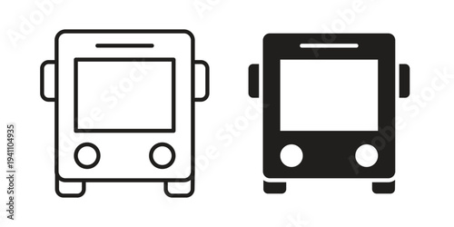 Bus icon, line pictogram on white.