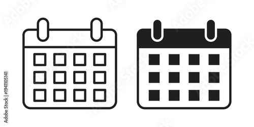 Calendar icon, line pictogram on white.