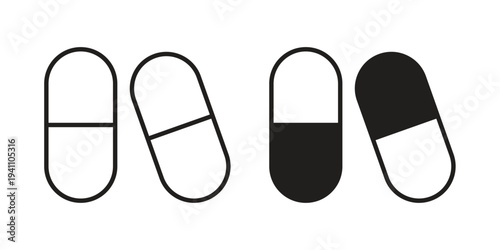 Capsule icon, line pictogram on white.