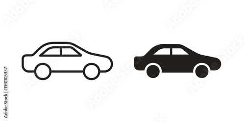 Car icon, line pictogram on white.