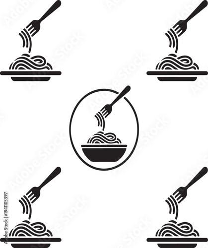 set of spaghetti plate icon vector illustration isolated on white background