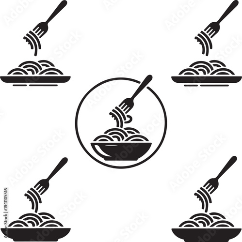 set of spaghetti plate icon vector illustration isolated on white background