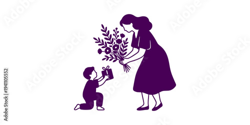 Mother and child exchanging gifts, a heartwarming moment of love and appreciation.