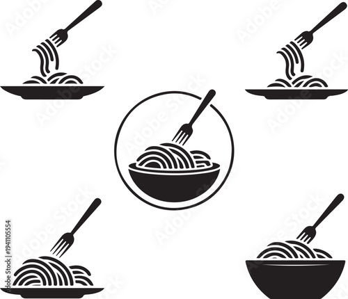 set of spaghetti plate icon vector illustration isolated on white background