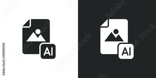 Vector graphic file format icon with landscape thumbnail for digital design and creative software. Filled single symbol. Flat style sign. Solid glyph vector illustration