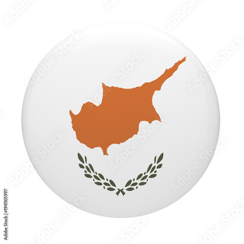 Fotografie Cyprus flag button icon 3d rendering isolated on white background