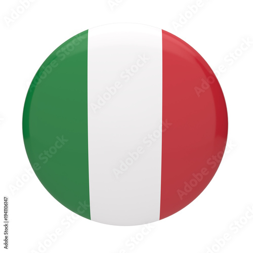Italy flag button, 3d glossy round national symbol of Italy, isolated icon design
