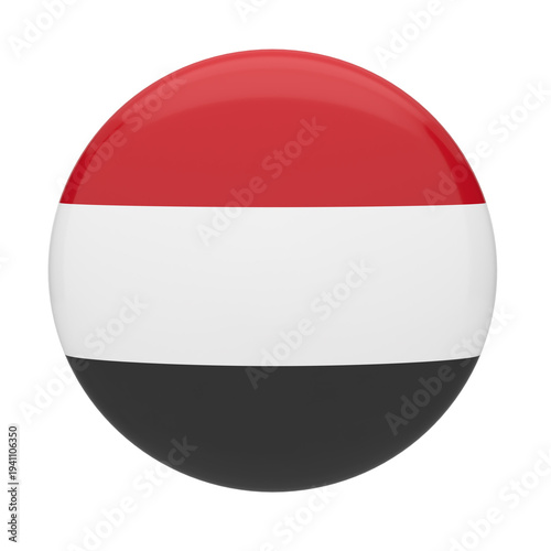 Free Download Yemen flag badge icon with red white and black stripes on a round 3d glossy button - GFXLoad