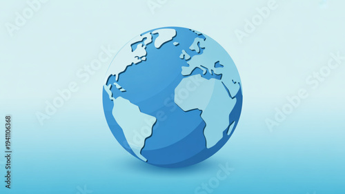 3d illustration of a blue globe with continents on a gradient background representing earth and global concepts