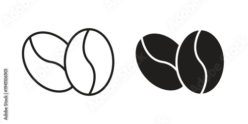 Coffee Bean icon, line pictogram on white.