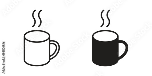 coffee cup icon, line pictogram on white.