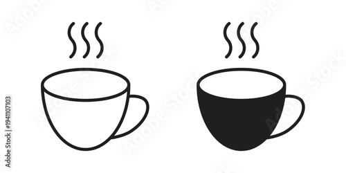 Coffee icon, line pictogram on white.