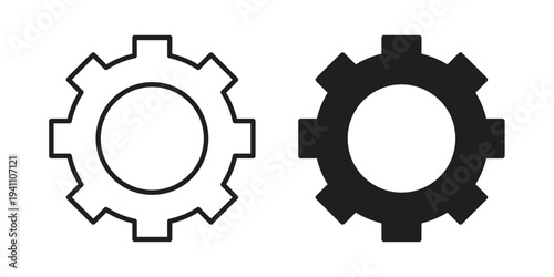 Cogwheel icon, line pictogram on white.