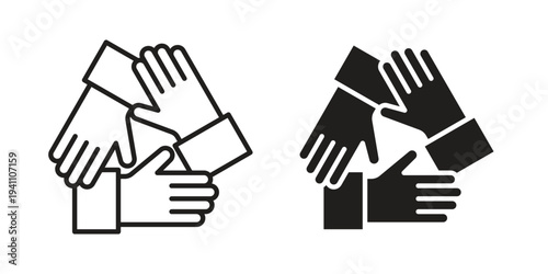 Collaboration icon, line pictogram on white.